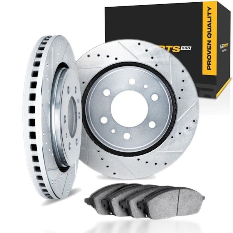 For Ford Bronco 2021-2023 Rotor Set | Silver | Drilled and Slotted Rotor Style