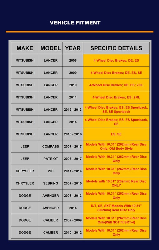 REAR Slotted Rotors Brake Pads Fit Caliber Mitsubishi Lancer Jeep Compass Dodge gallery