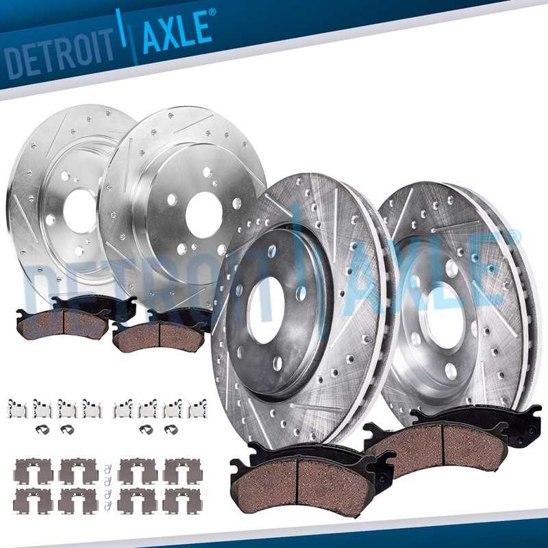 8pc Front Rear Drilled Brake Rotors and Brake Pads for 2018 – 2021 Toyota Camry