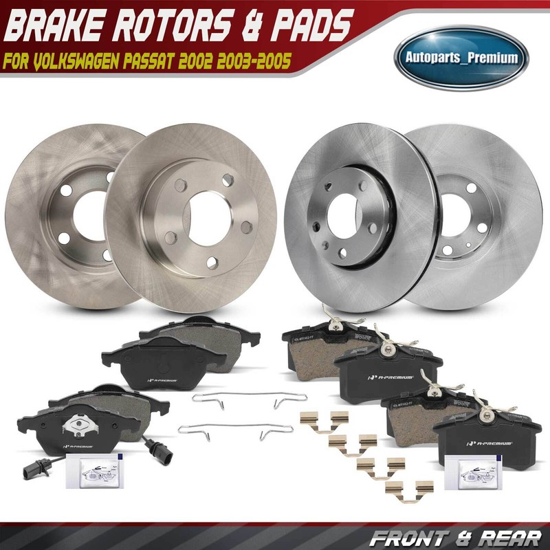12Pcs Front & Rear Disc Brake Rotors & Ceramic Brake Pads for VW Passat 02-05