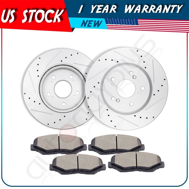 Front Brake Discs Rotors + Ceramic Pads For Honda Crosstour 2012 2013 2014