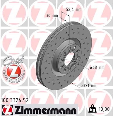 Zimmermann 100.3324.52 Brake Disc for Audi