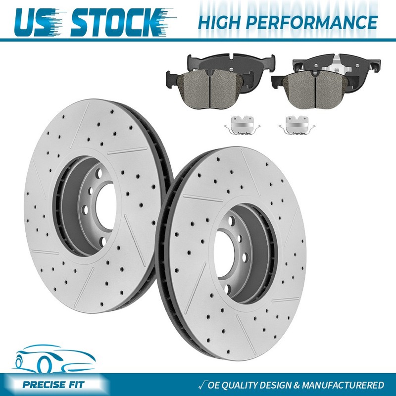 332mm Front Drilled Brake Rotors & Ceramic Pads Kit For 2011-2017 2018 BMW X5 X6