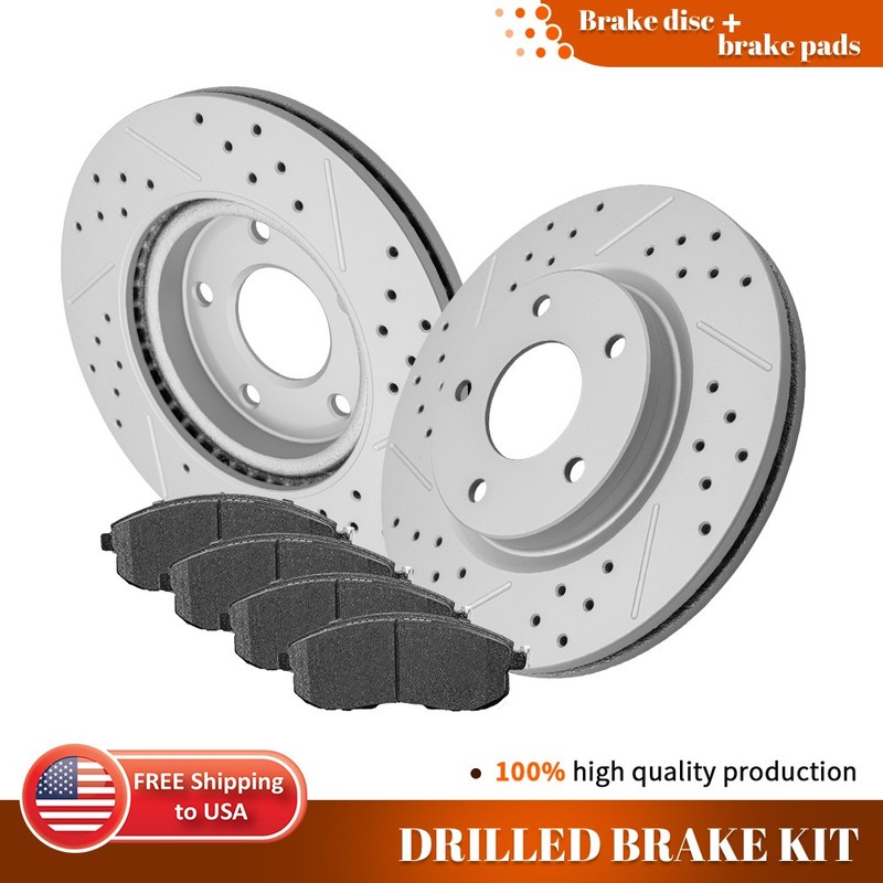 For 2013 – 2018 2019 Nissan Sentra 280mm Front Drilled Brake Rotors Ceramic Pads