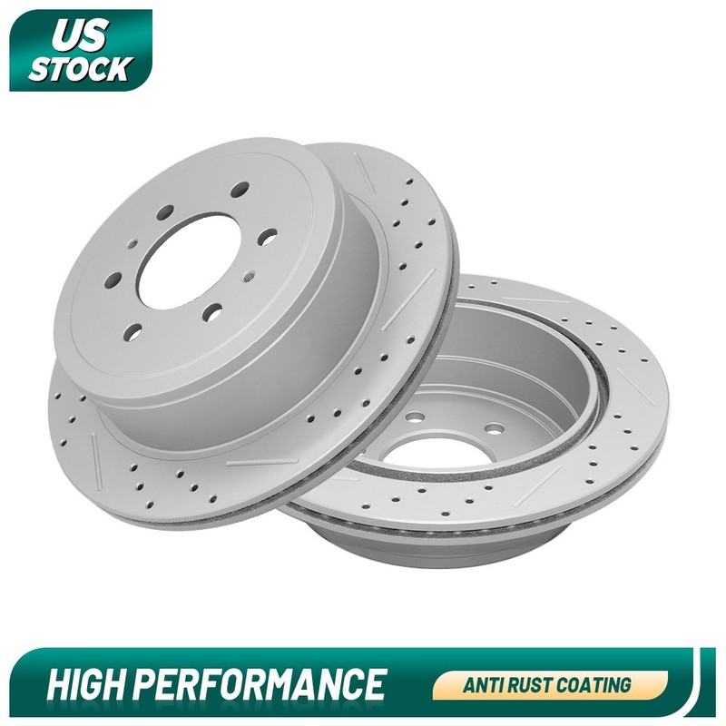2x Rear Drilled Disc Brake Rotors For 2004-09 2010 2011 Ford Lobo F-150 Mark Lt