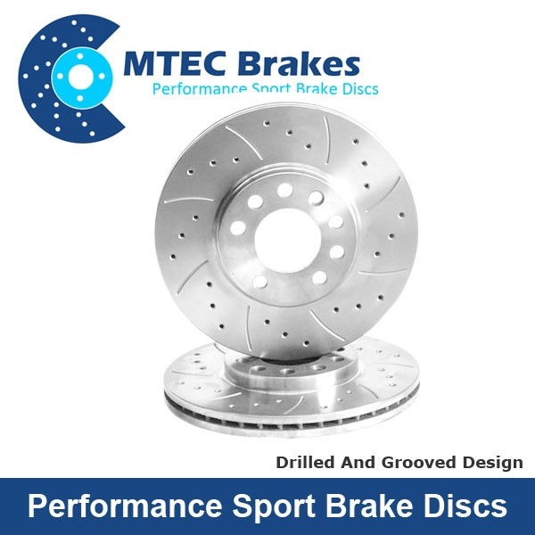 Front Brake Discs, Performance Drilled and Grooved Front Brake Discs (MTEC389)