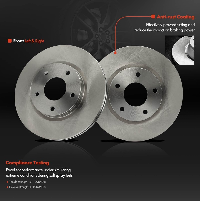 Front Driver & Passenger Side Disc Brake Rotor Brake Pad for Nissan Sentra 13-17 gallery