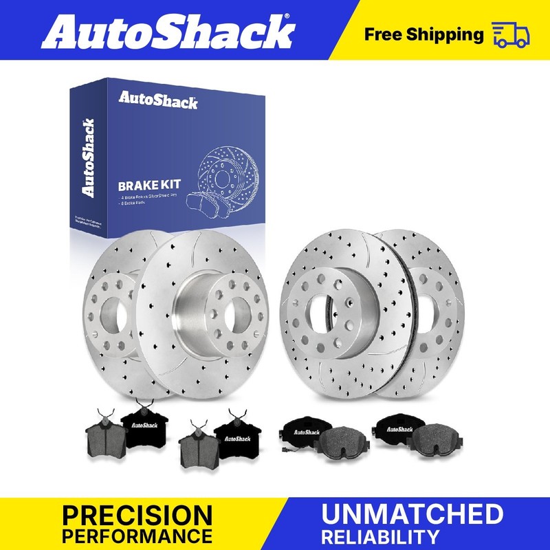 Front Rear Drilled Slotted Brake Rotors Premium Pads for VW, Golf SportWagen 15