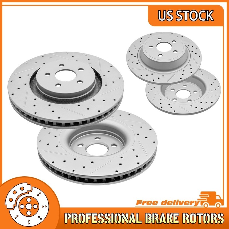 Front & Rear Drilled Brake Rotors For Ford Edge Fusion Lincoln MKX/MKZ Nautilus