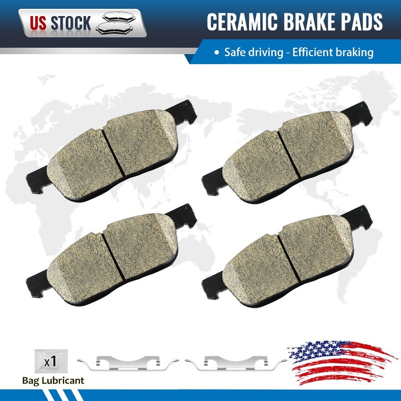 Front Brake Rotors Ceramic Pads w/ Hardware for 2015 - 2020 Ford Edge 2.0L 3.5L gallery