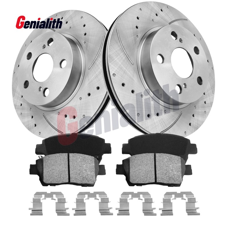 255mm Front Drilled Slotted Disc Rotors Ceramic Pads for 2004 -2009 Toyota Prius