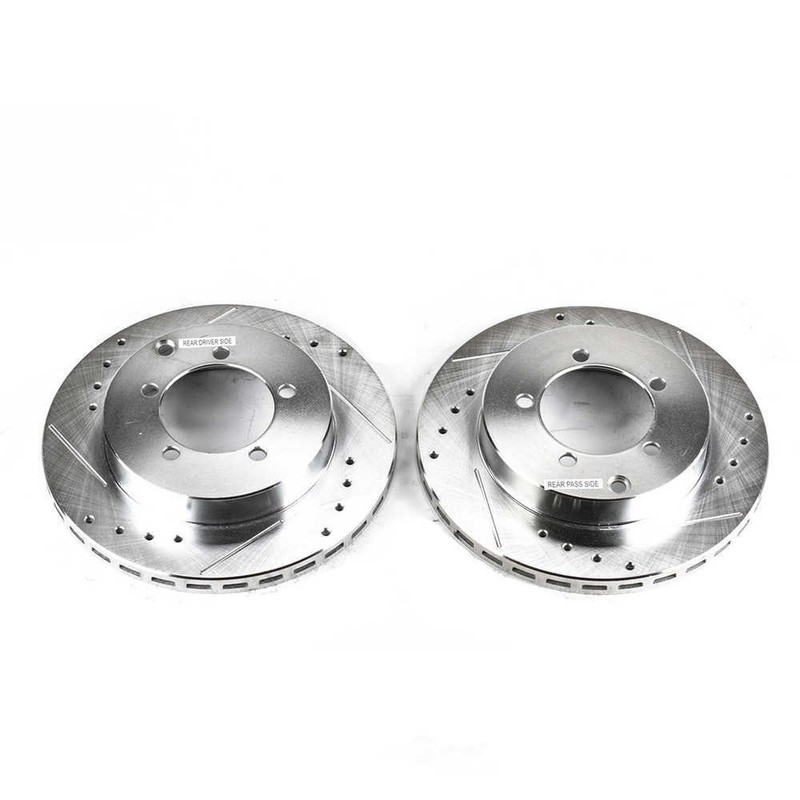Disc Brake Rotor Set-Rear Drilled, Slotted and Zinc Plated Brake Rotor Pair