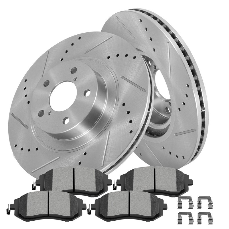 Soltted Fits Subaru Legacy 2006 -2011 2012 2X Brake Rotors 4X Ceramic Pads Front