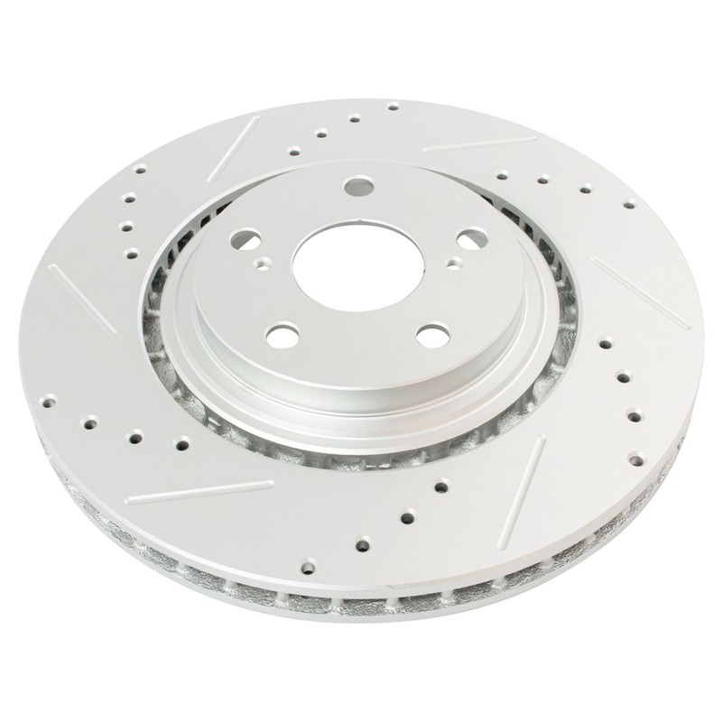 TRQ Front Rear Ceramic Brake Pad Performance Drilled Slotted Coated Rotors gallery