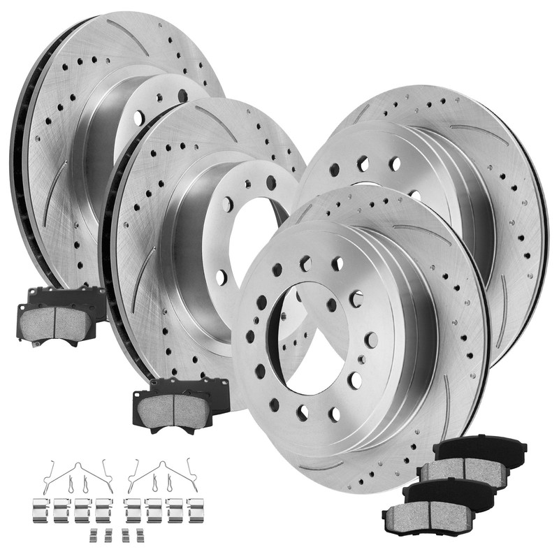 Front Rear Disc Rotors Ceramic Pads for 03-09 Toyota 4Runner 07-09 FJ Cruiser