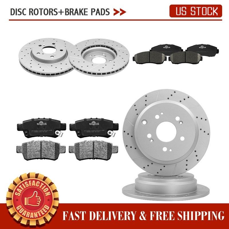 For 2005 2006 – 2010 Honda Odyssey Front Rear Disc Rotors Ceramic Brake Pads Kit