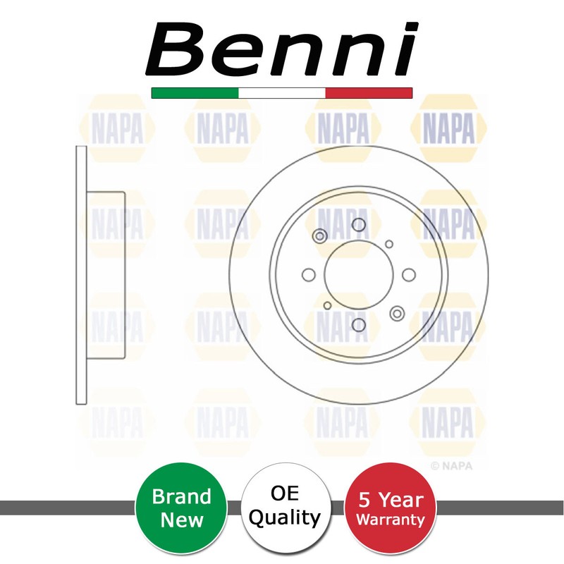 1x Brake Disc Rear Benni Fits MG ZS 2001-2005 ZR 2001-2005 Honda Civic 1995-2005