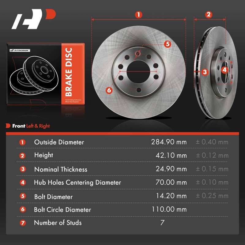 A-Premium Front Disc Brake Rotors for Saab 9-3 2003-2010 9-3X 2010 284.9mm 2.0L gallery