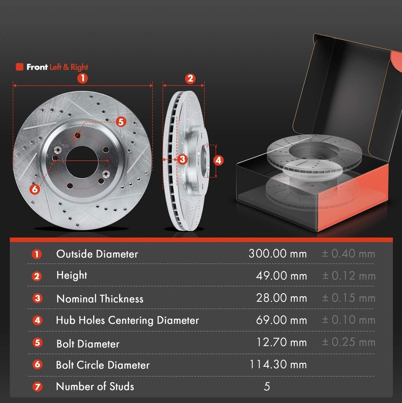 Drilled Rotors & Ceramic Brake Pads for Hyundai Santa Fe 10-12 Kia Sorento Front gallery