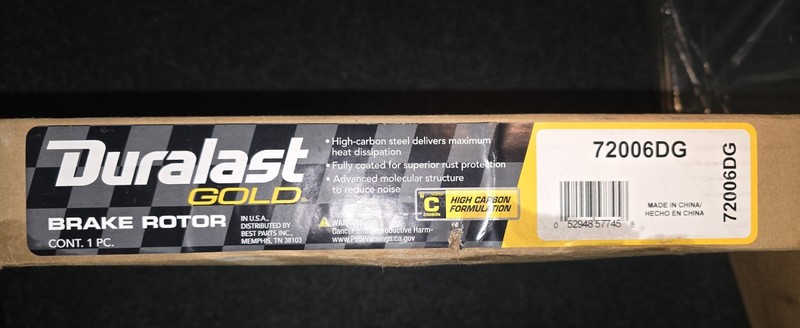 NEW (in box) Duralast Gold Brake Rotor PN: 72006DG gallery
