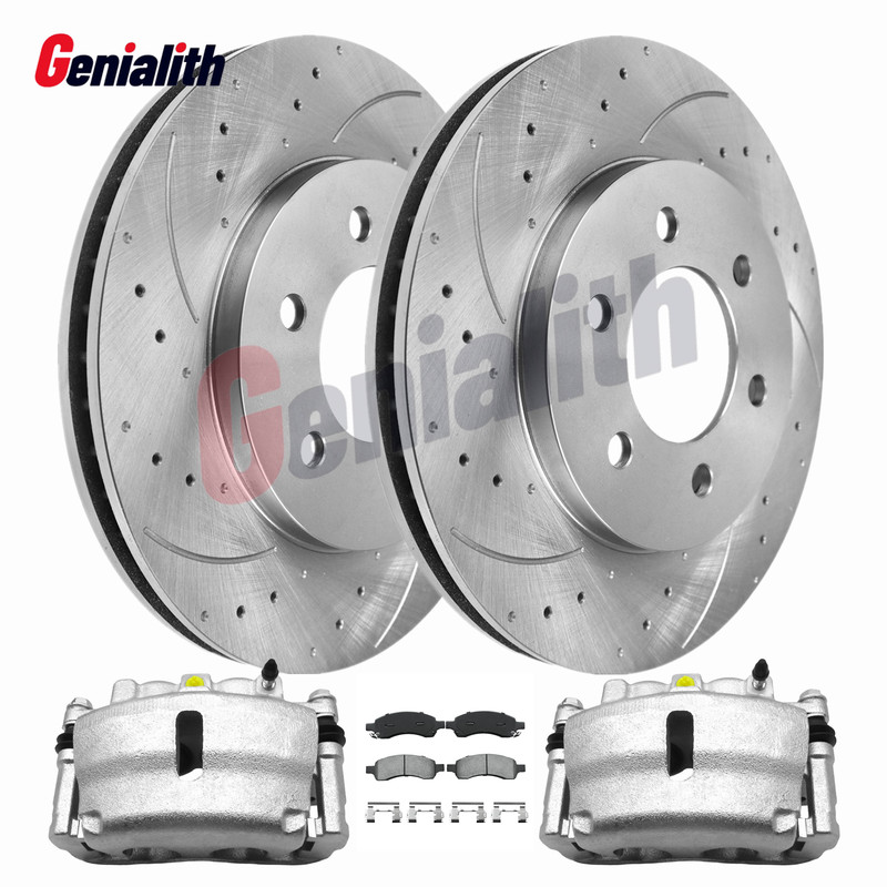 Front Brake Rotors Ceramic Pads + Calipers for GMC Envoy Buick Rainier 2006 2007