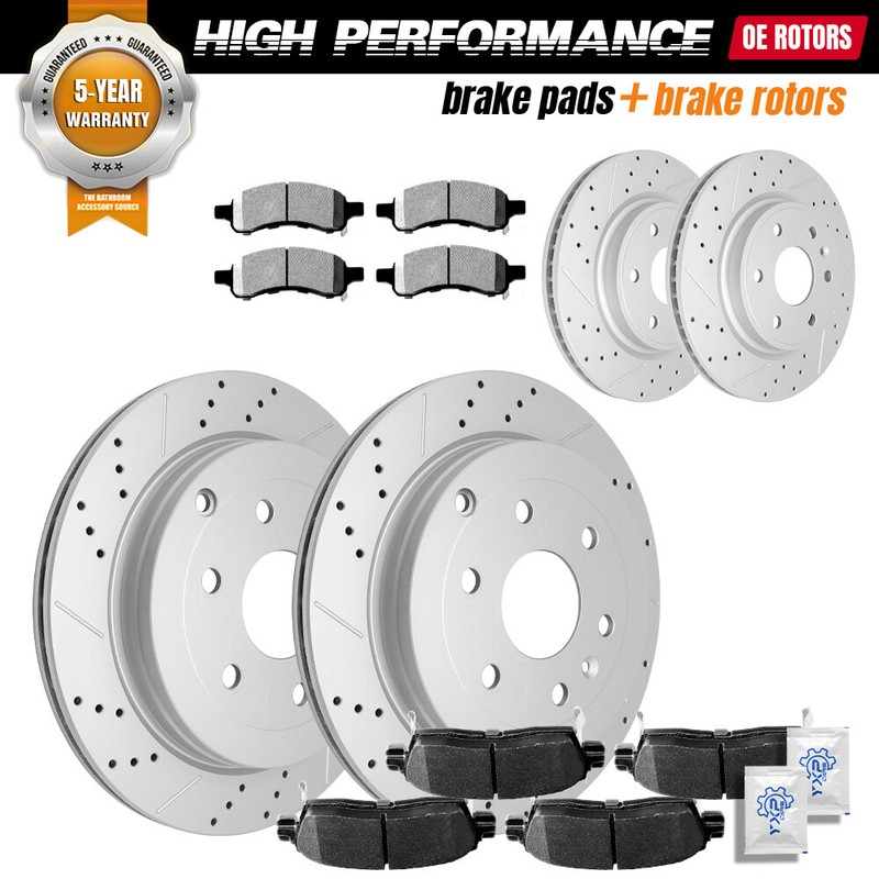 Front & Rear Rotors + Brake Pads For 2007 – 2015 2016 Chevy Traverse GMC Acadia