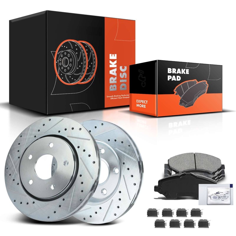 Drilled Brake Rotors & Ceramic Pads for Dodge Grand Caravan Chrysler Ram Front
