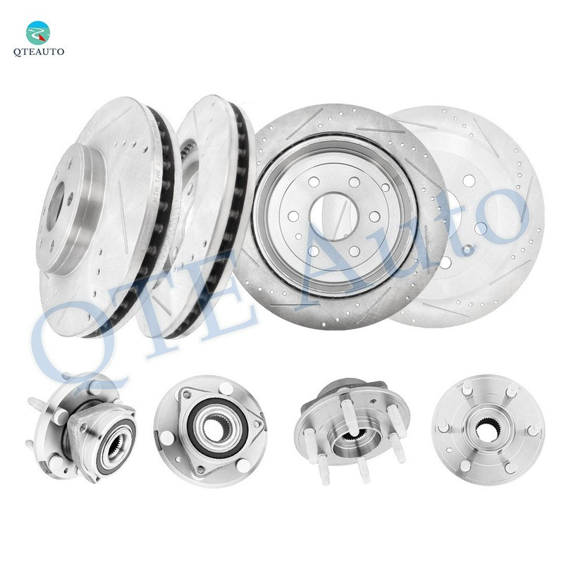 Front 324.8mm-Rear 331mm Drill Brake Rotor-Wheel Hub To 2007-2010 Saturn Outlook