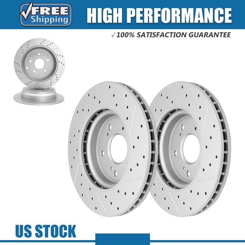 Front & Rear Drilled Slotted Brake Rotors Set of 4 for Honda CR-V 2.4L