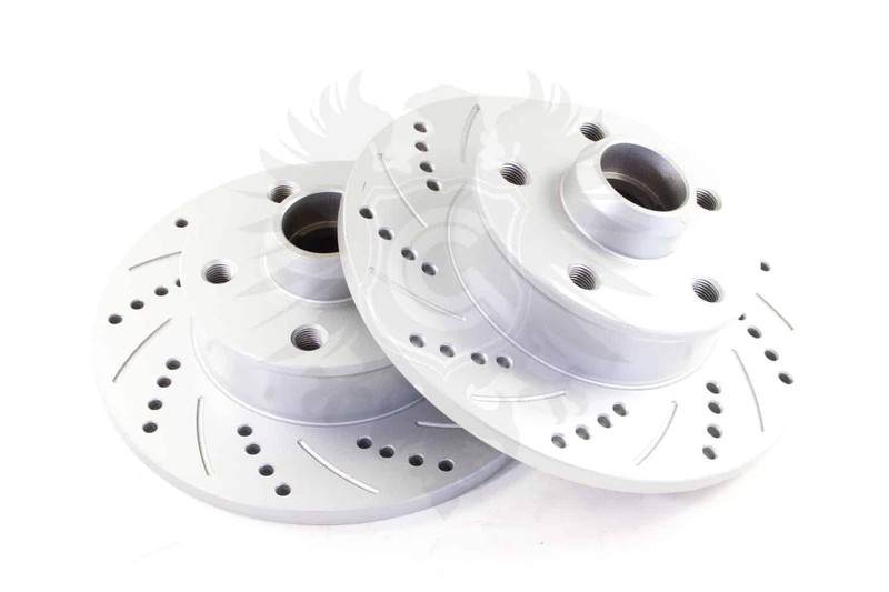 New VW 5×100 VR6 Brake Rotor Set 226mm Rear Drilled Slotted Eurospec 1H0615601D