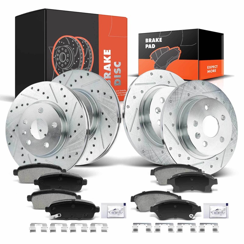 Drilled Brake Rotors & Brake Pads for Chevy Cruze 2011-2016 Sonic Front and Rear