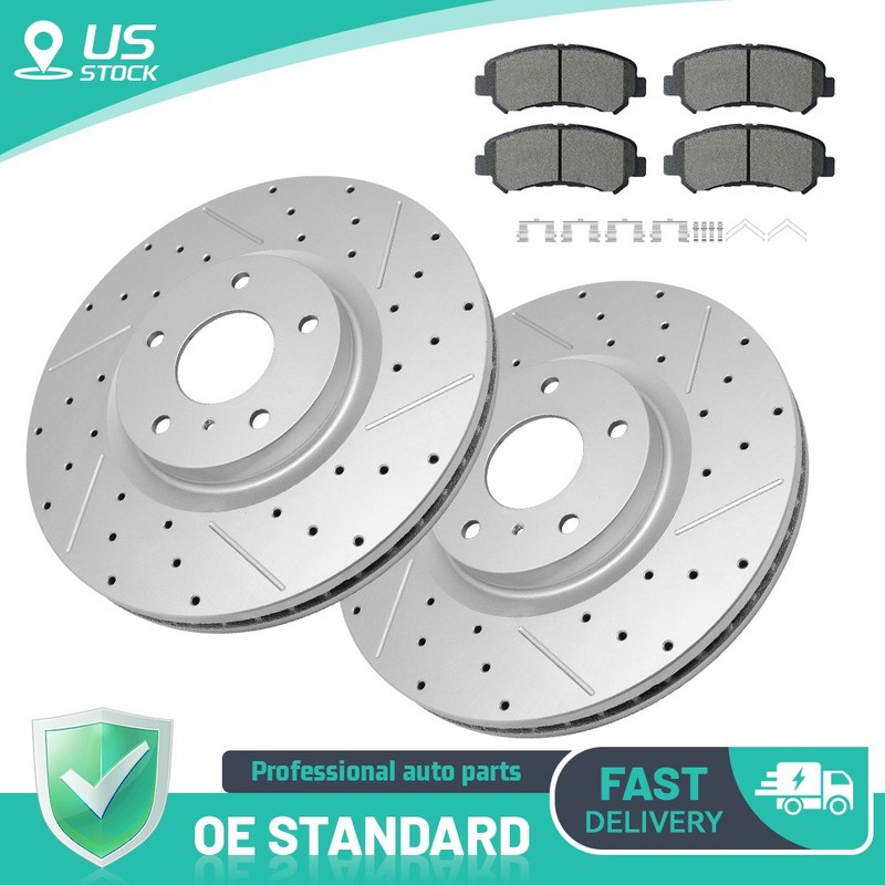 Front Brake Rotors & Ceramic Pads W/Clips for 2009-2017 Nissan Maxima V6 3.5L