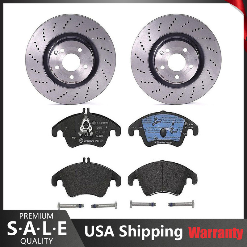 Brembo Front Brake Kit Disc Rotors Low-Met Pads for Mercedes C207 A207 W212 S212