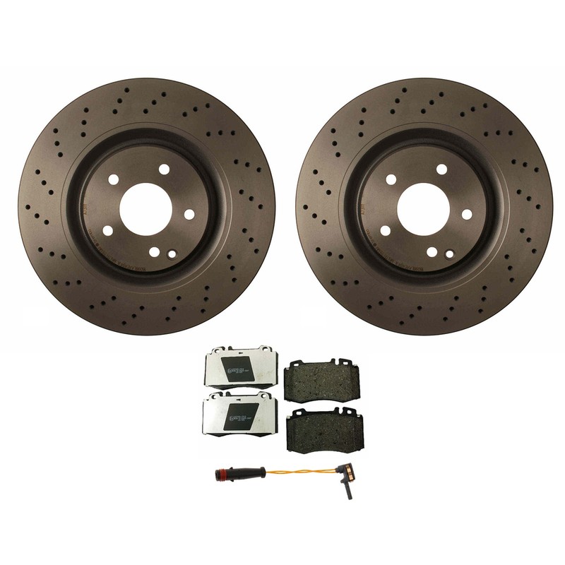 Hella Front Rotors Low-Met Brake Pad Kit For C209 W203 C32 C350 CLK55 CLK550 RWD