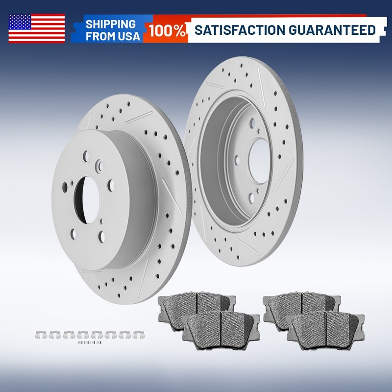 Rear Brake Rotors And Ceramic Brake Pads Kit for 2018 – 2023 Toyota Camry