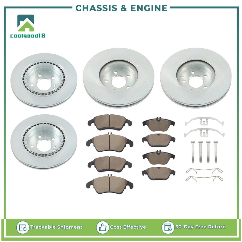 For Mercedes-Benz C350 C204/W204/W205 12Pcs F&R Disc Brake Rotors & Ceramic Pads