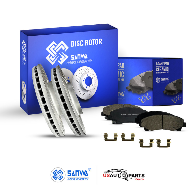 FRONT BRAKE ROTOR VENTED GEOMET DS & CERAMIC PAD KIT FOR ACURA TL 2009-2014