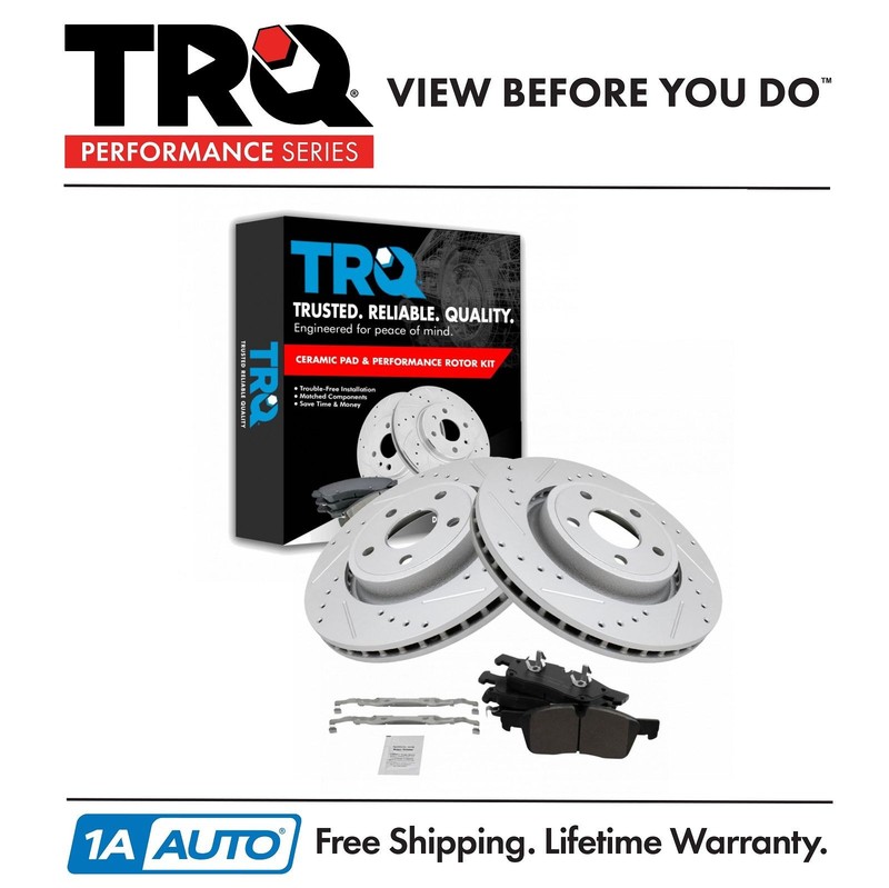 TRQ Front Ceramic Brake Pad & Performance Rotor Kit for Durango Grand Cherokee