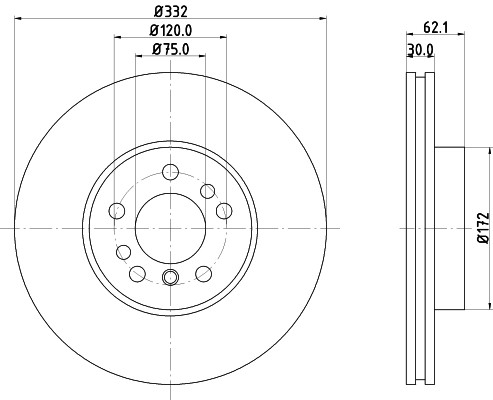Hella 8DD 355 127-631 Brake Disc for BMW
