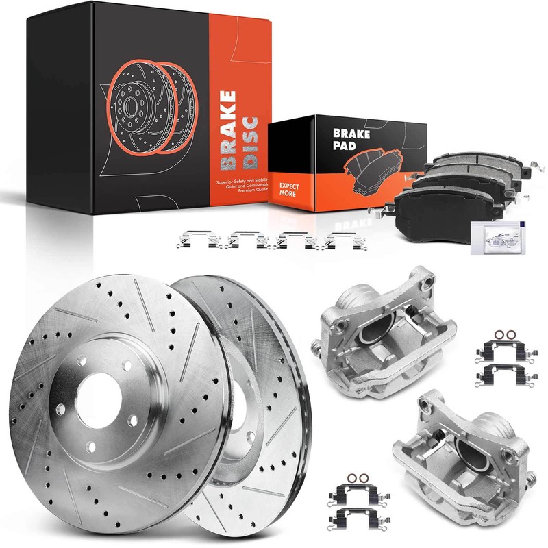 Front Drilled Brake Rotors & Ceramic Pads + Calipers for Nissan Murano 2005-2012