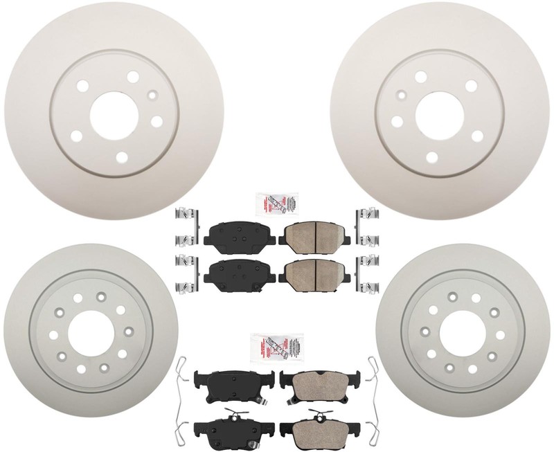 Front & Rear Coated Disc Brake Rotors & Brake Pads For Buick Envision 2019-2020