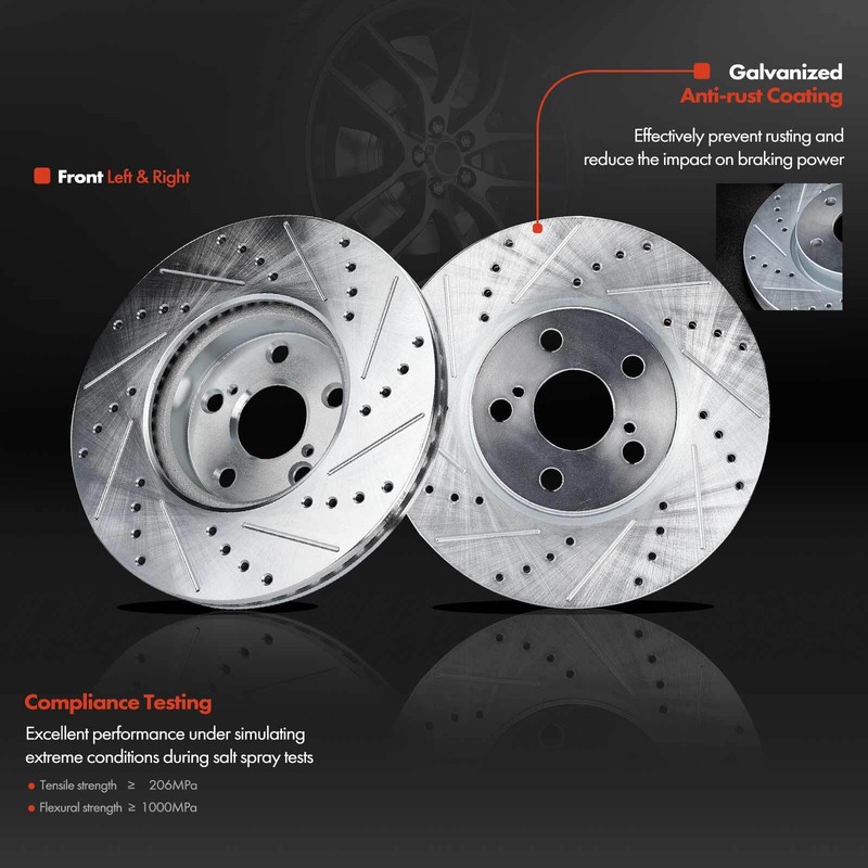 Front & Rear Drilled Rotor & Ceramic Brake Pad for Toyota Corolla Matrix Pontiac gallery