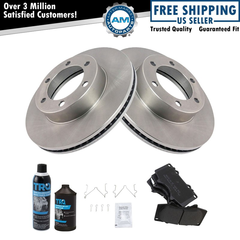 Front Semi Metallic Brake pad & Rotor Kit w/Fluids for Toyota Pickup Truck