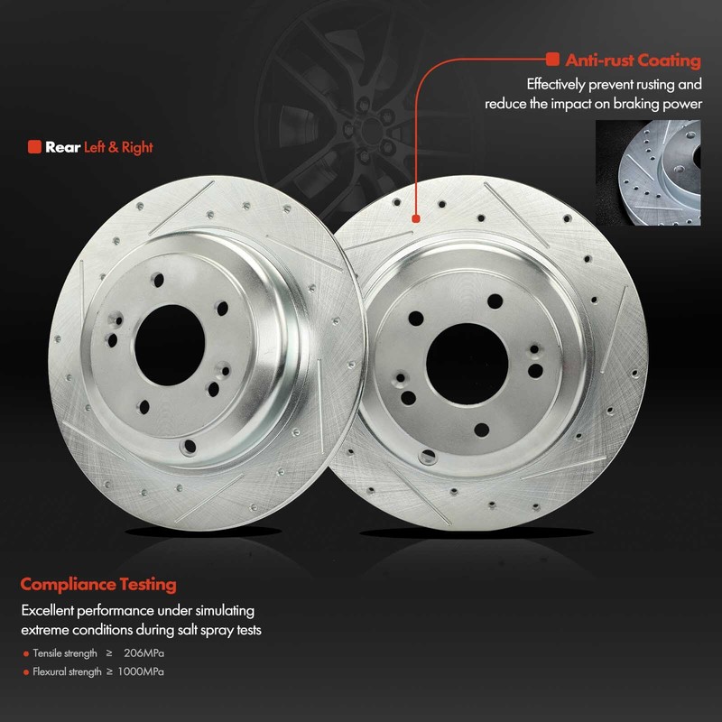 2x New Rear Left & Right Drilled Brake Rotor for Hyundai Genesis Coupe 2010-2016 gallery