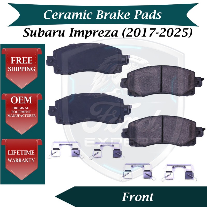New OE Front Ceramic Brake Pads Kit For 2017-2025 Subaru Impreza 10 Yr Warranty