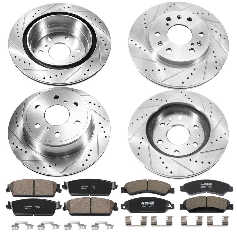 12Pcs Front & Rear Drilled Rotors Low Dust Pads Compatible Avalanche Escalade