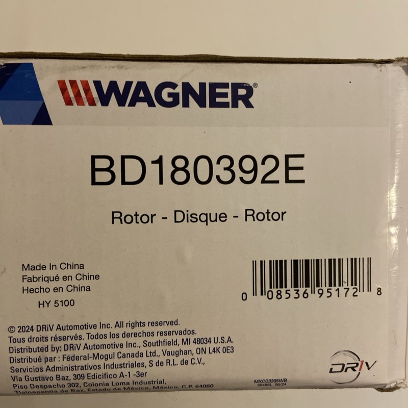 Disc Brake Rotor Wagner BD180392E - For 20111-19 Kia Sorento, 2013-18 Santa Fe gallery