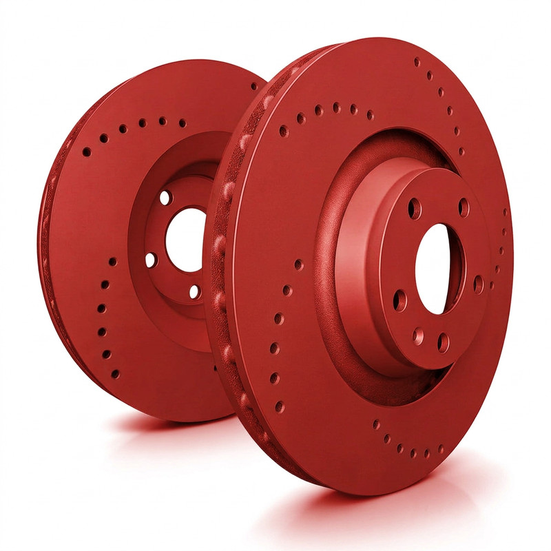 SP Performance C54-49-R Cross Drilled Red Zinc Front Rotors 84-86 Ford Mustang