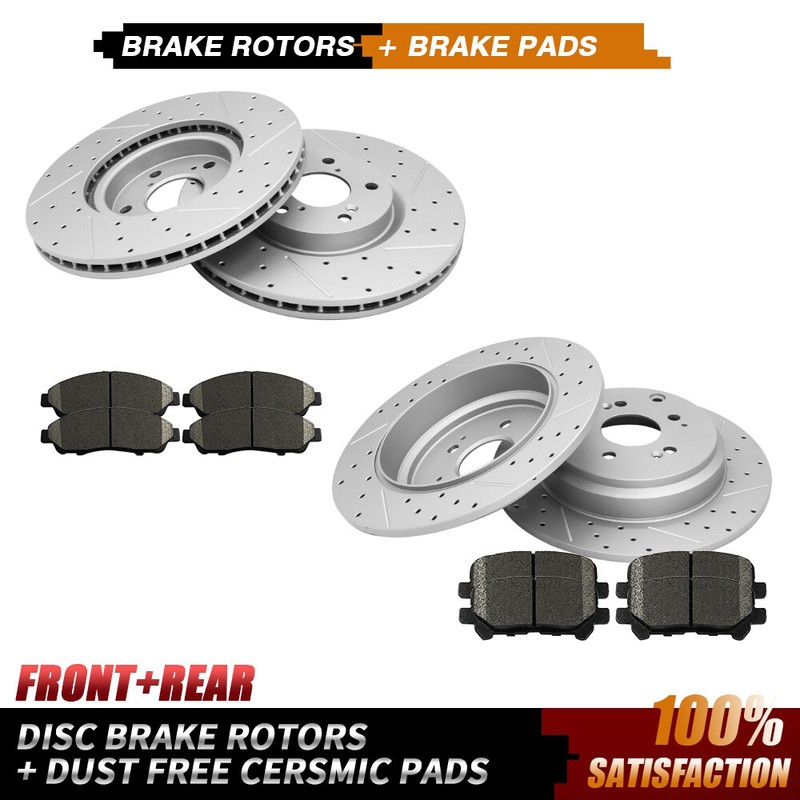 330mm Front & 334mm Rear Disc Rotors + Brake Pads for Honda Pilot Acura MDX ZDX