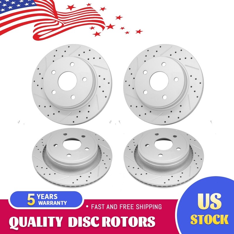 4X Front Rear Drilled Brake Rotors for Chrysler Aspen Dodge Durango Ram 1500